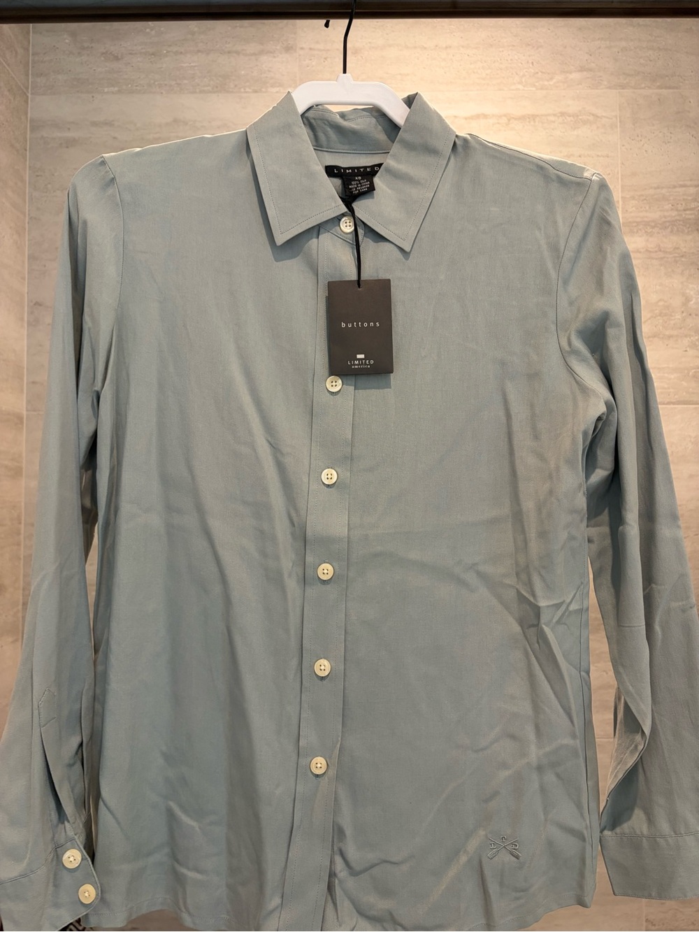 The Limited Light Blue Silk Dress Shirt - Point Collar